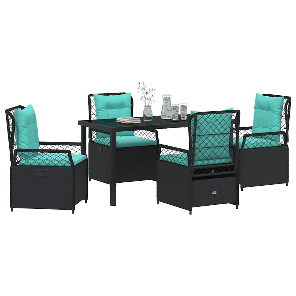 Set da Pranzo per Giardino 5 pcs Nero polyrattan - homemem39