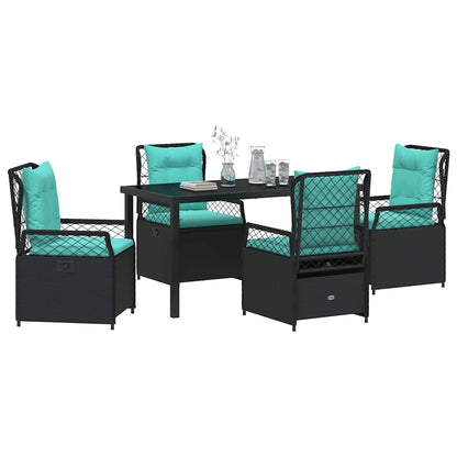 Set da Pranzo per Giardino 5 pcs Nero polyrattan - homemem39