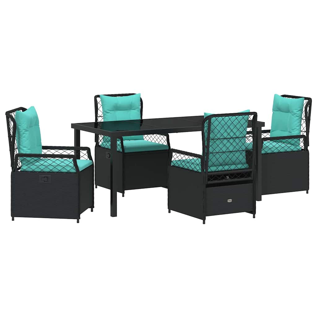 Set da Pranzo per Giardino 5 pcs Nero polyrattan - homemem39