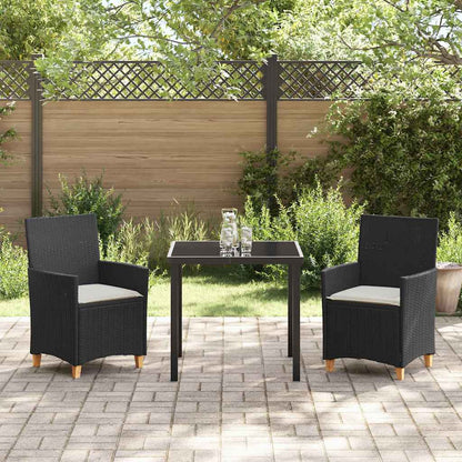 Set da Pranzo per Giardino 3 pcs Nero polyrattan - homemem39