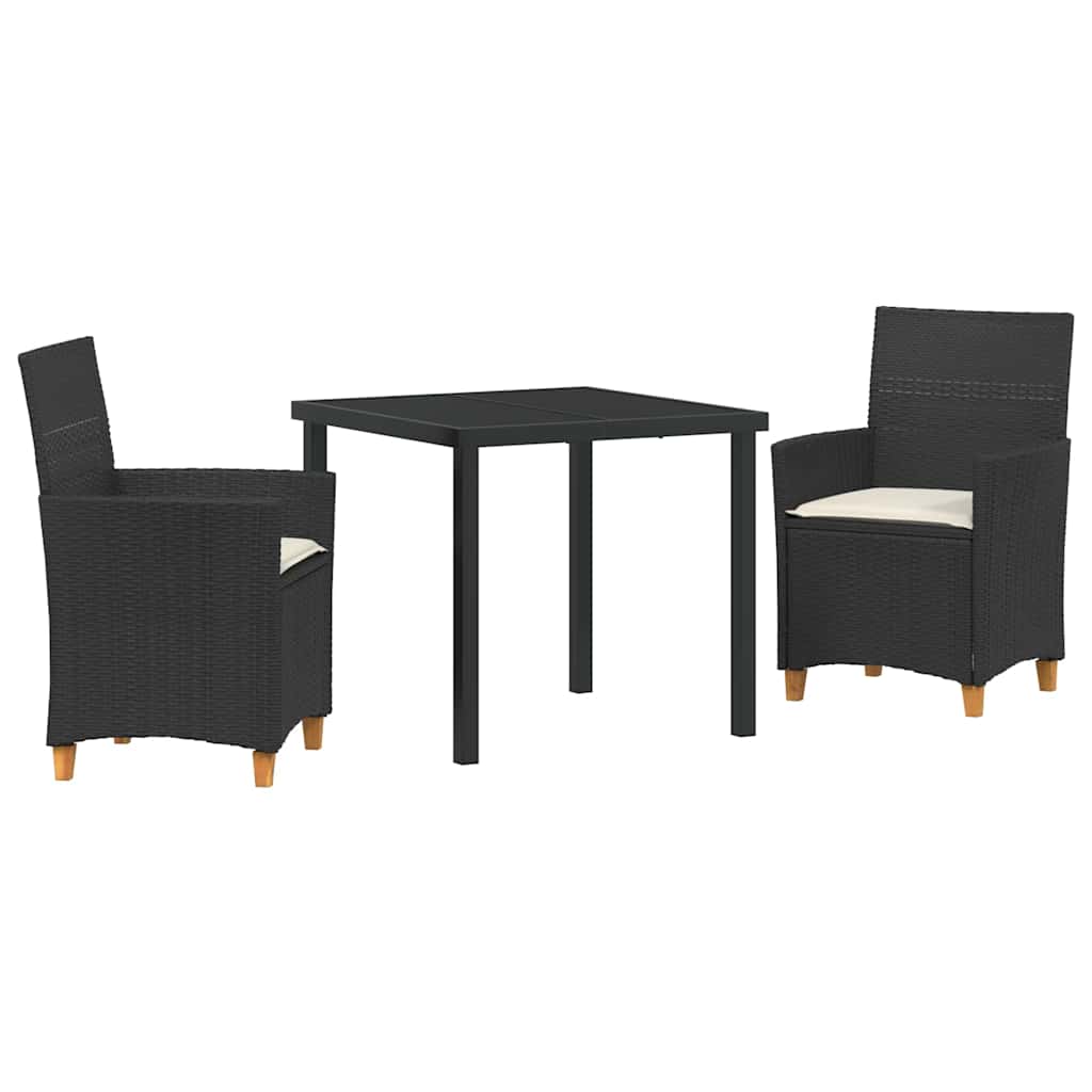 Set da Pranzo per Giardino 3 pcs Nero polyrattan - homemem39