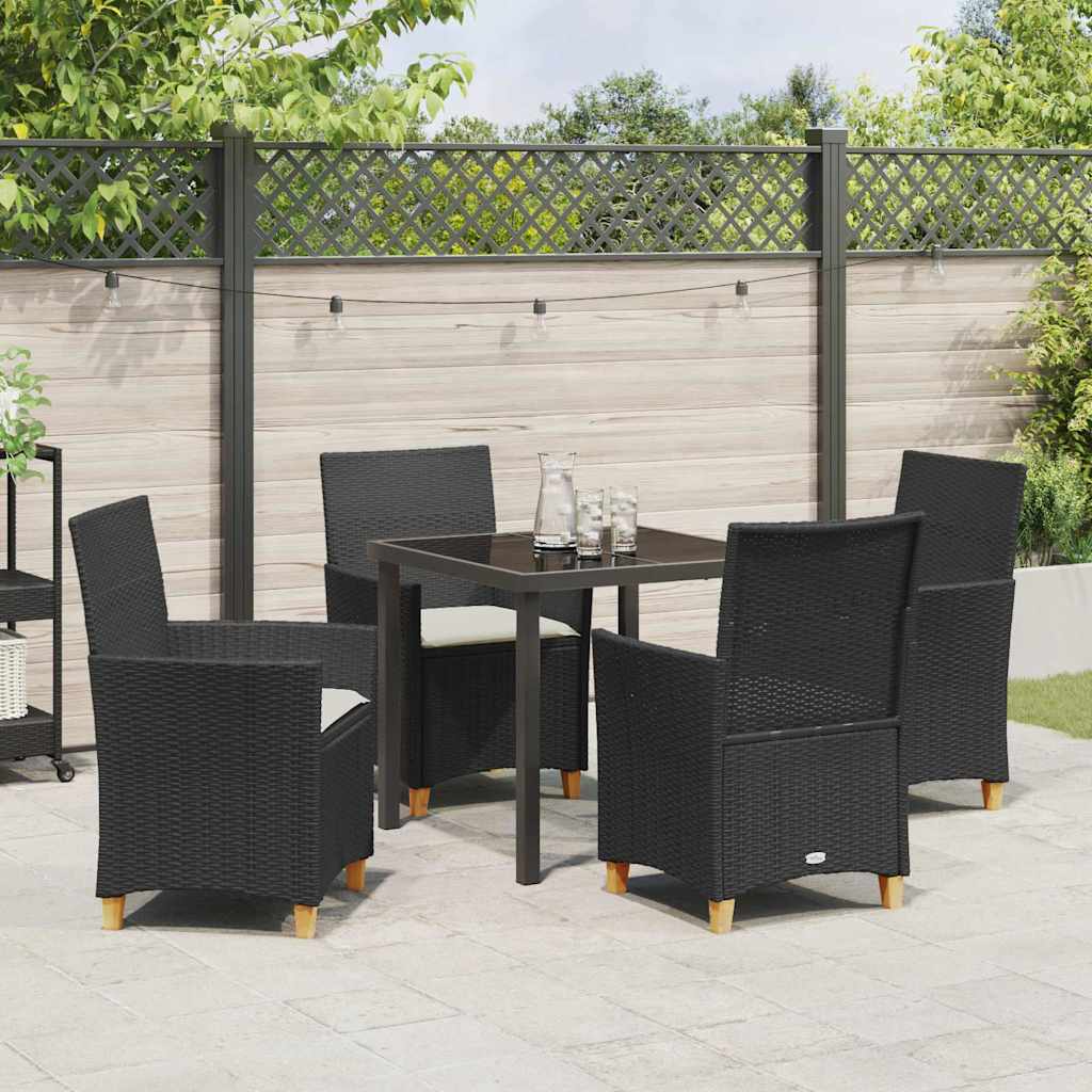 Set da Pranzo per Giardino 5 pcs Nero polyrattan - homemem39