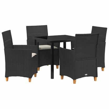 Set da Pranzo per Giardino 5 pcs Nero polyrattan - homemem39