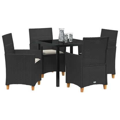 Set da Pranzo per Giardino 5 pcs Nero polyrattan - homemem39