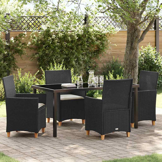 Set da Pranzo per Giardino 5 pcs Nero polyrattan - homemem39