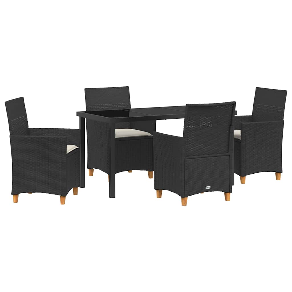 Set da Pranzo per Giardino 5 pcs Nero polyrattan - homemem39