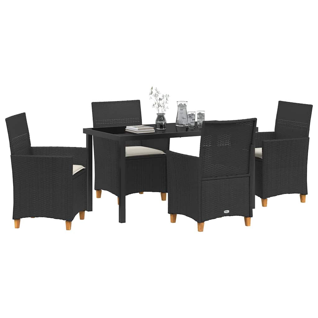 Set da Pranzo per Giardino 5 pcs Nero polyrattan - homemem39