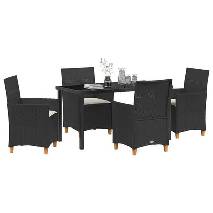 Set da Pranzo per Giardino 5 pcs Nero polyrattan - homemem39