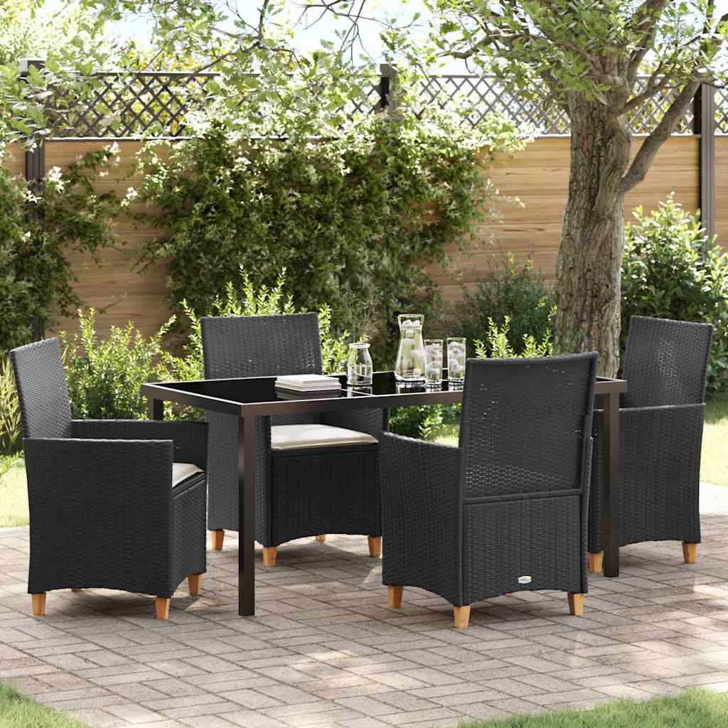 Set da Pranzo per Giardino 5 pcs Nero polyrattan - homemem39