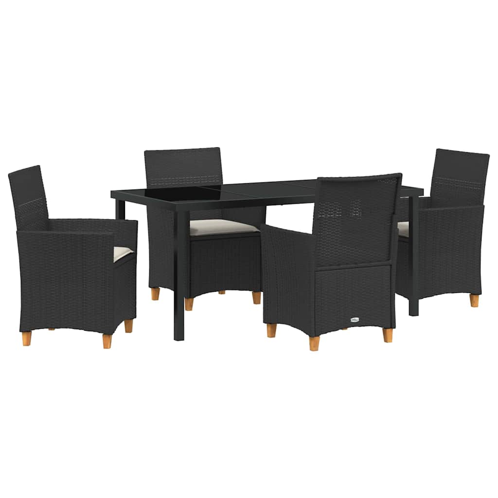 Set da Pranzo per Giardino 5 pcs Nero polyrattan - homemem39