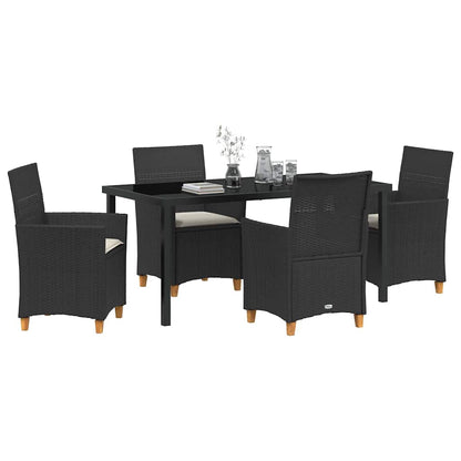 Set da Pranzo per Giardino 5 pcs Nero polyrattan - homemem39