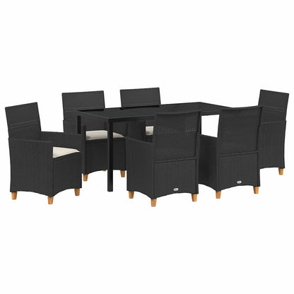 Set da Pranzo per Giardino 7 pcs Nero polyrattan - homemem39