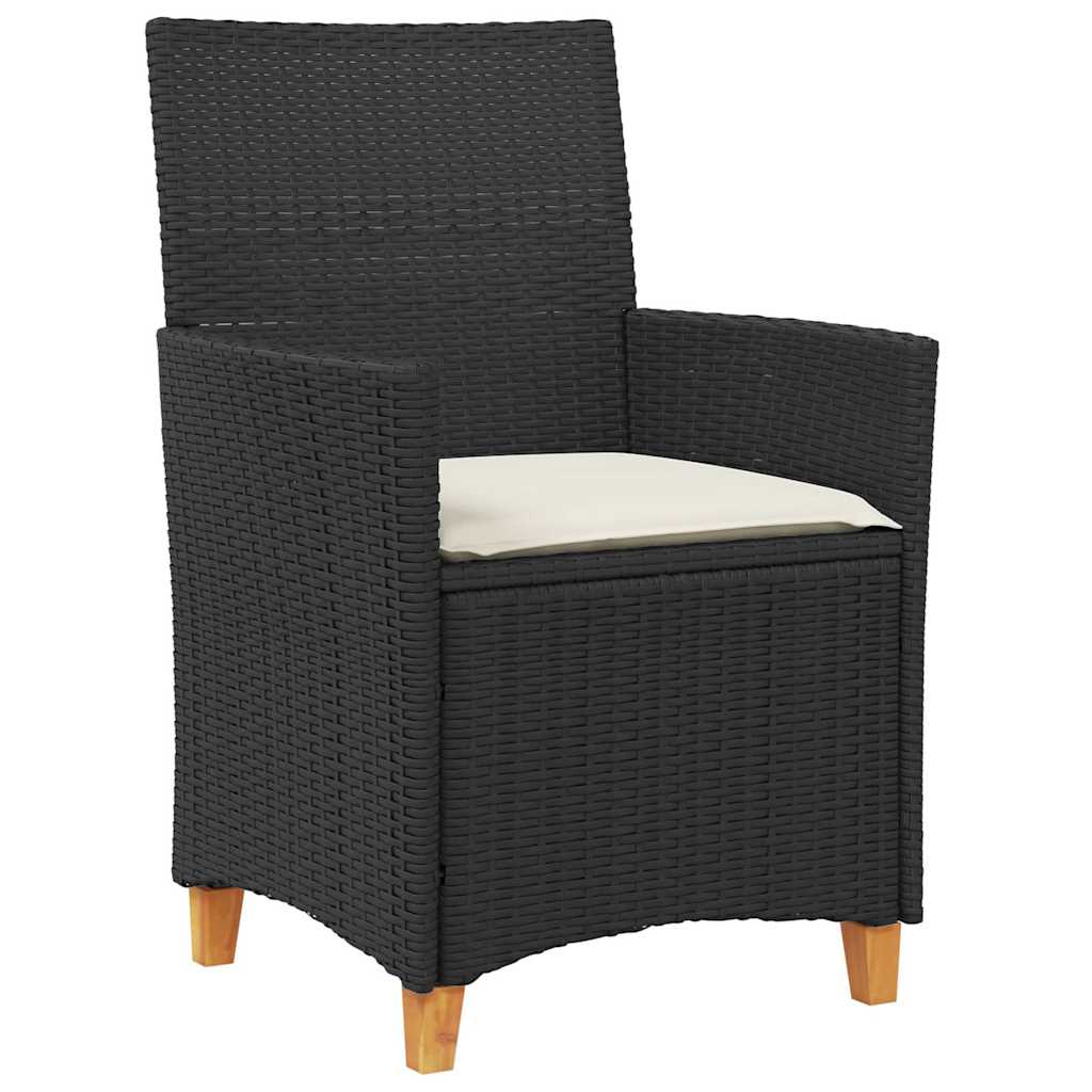 Set da Pranzo per Giardino 7 pcs Nero polyrattan | homemem39