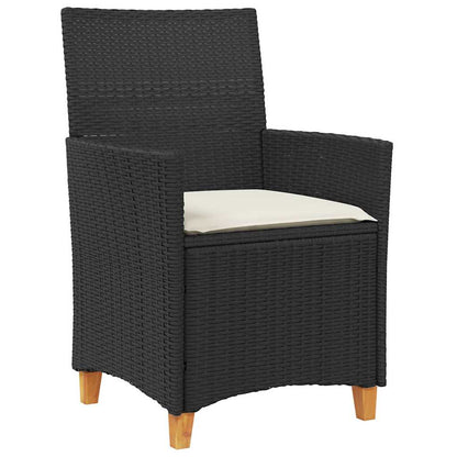 Set da Pranzo per Giardino 7 pcs Nero polyrattan | homemem39