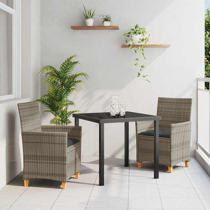 Set da Pranzo per Giardino 3 pcs Grigio polyrattan - homemem39