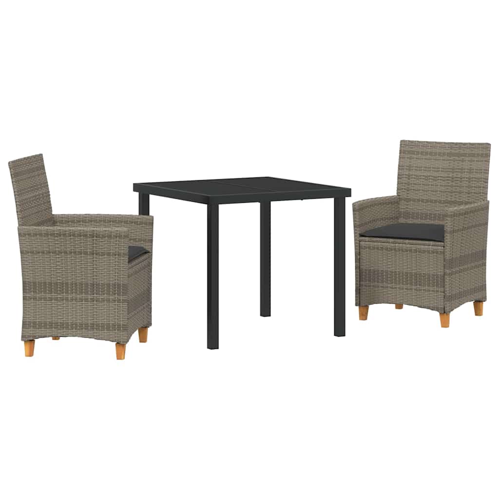 Set da Pranzo per Giardino 3 pcs Grigio polyrattan - homemem39