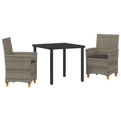 Set da Pranzo per Giardino 3 pcs Grigio polyrattan - homemem39
