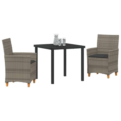 Set da Pranzo per Giardino 3 pcs Grigio polyrattan - homemem39