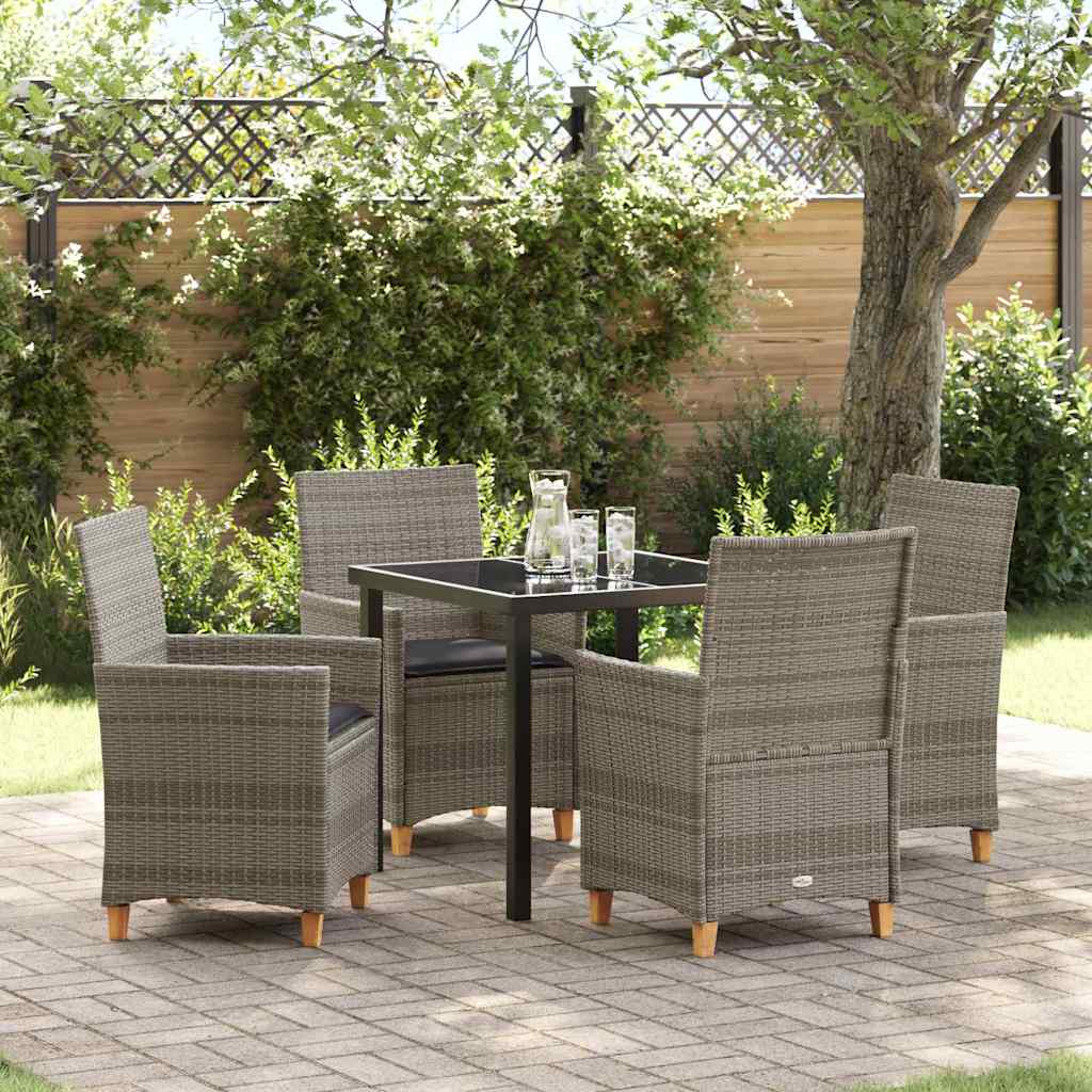 Set da Pranzo per Giardino 5 pcs Grigio polyrattan - homemem39