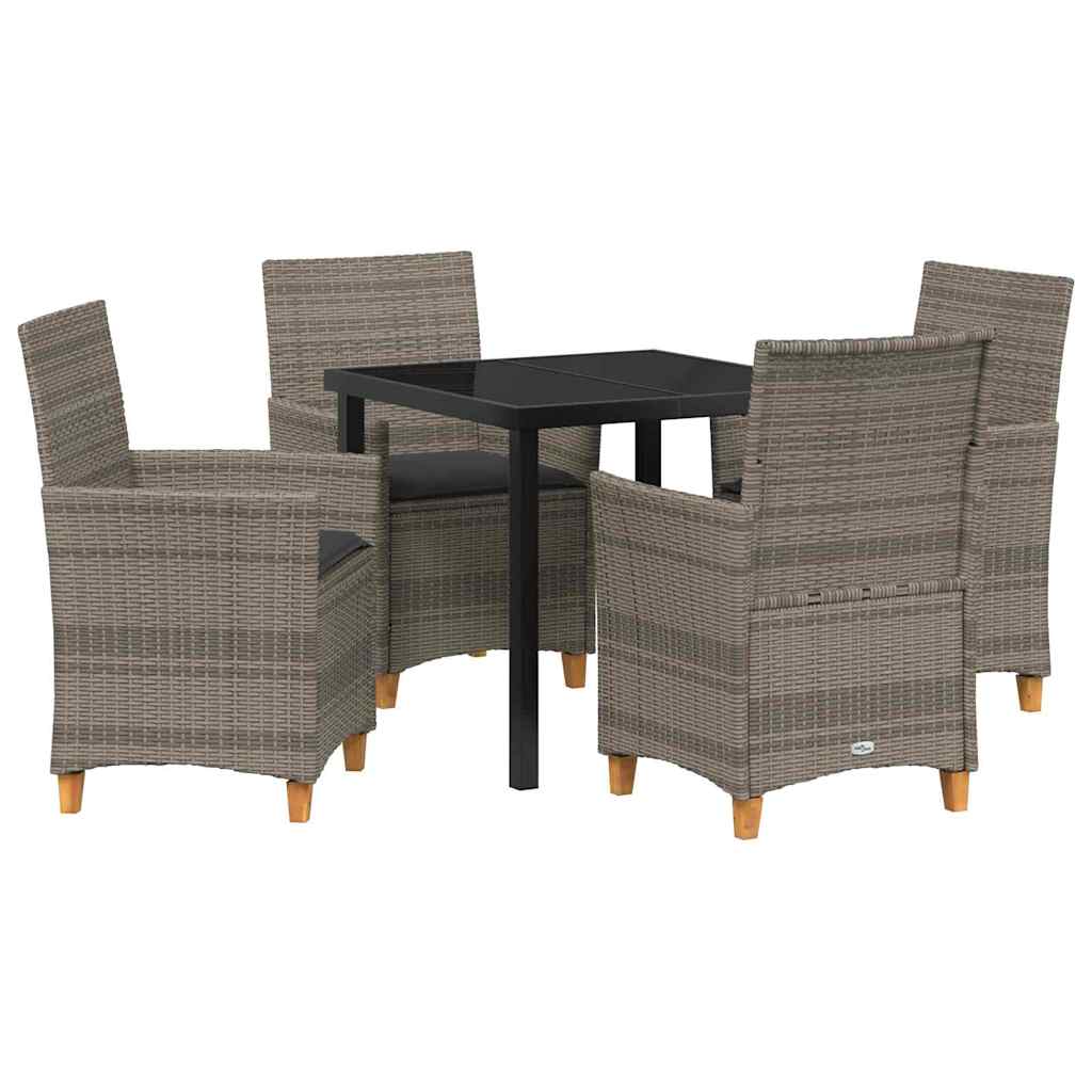 Set da Pranzo per Giardino 5 pcs Grigio polyrattan - homemem39