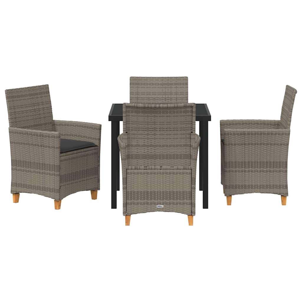 Set da Pranzo per Giardino 5 pcs Grigio polyrattan - homemem39