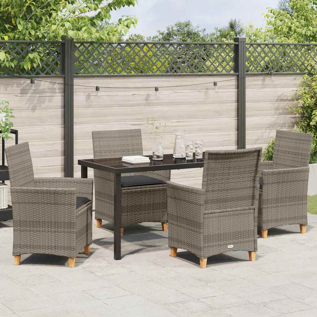 Set da Pranzo per Giardino 5 pcs Grigio polyrattan - homemem39