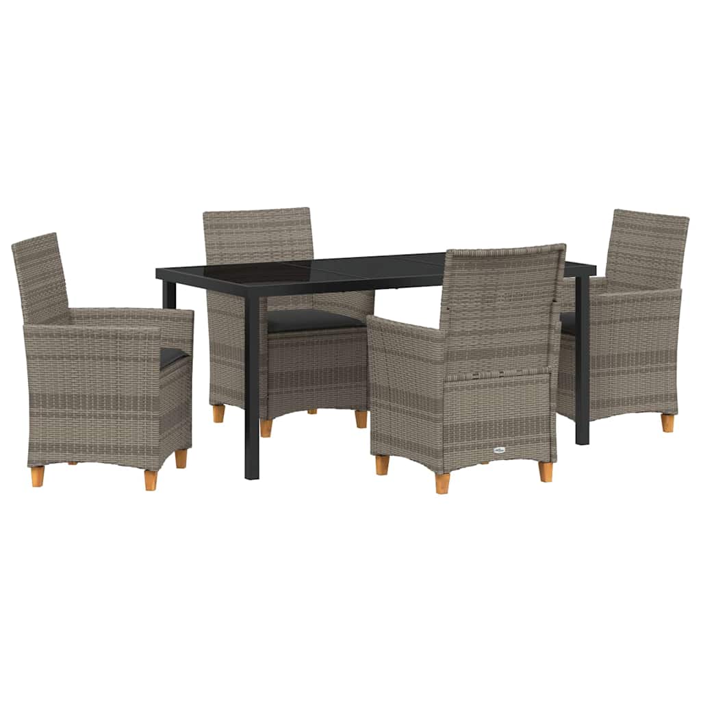 Set da Pranzo per Giardino 5 pcs Grigio polyrattan - homemem39
