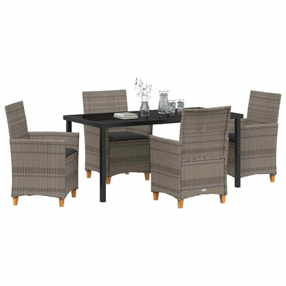 Set da Pranzo per Giardino 5 pcs Grigio polyrattan - homemem39