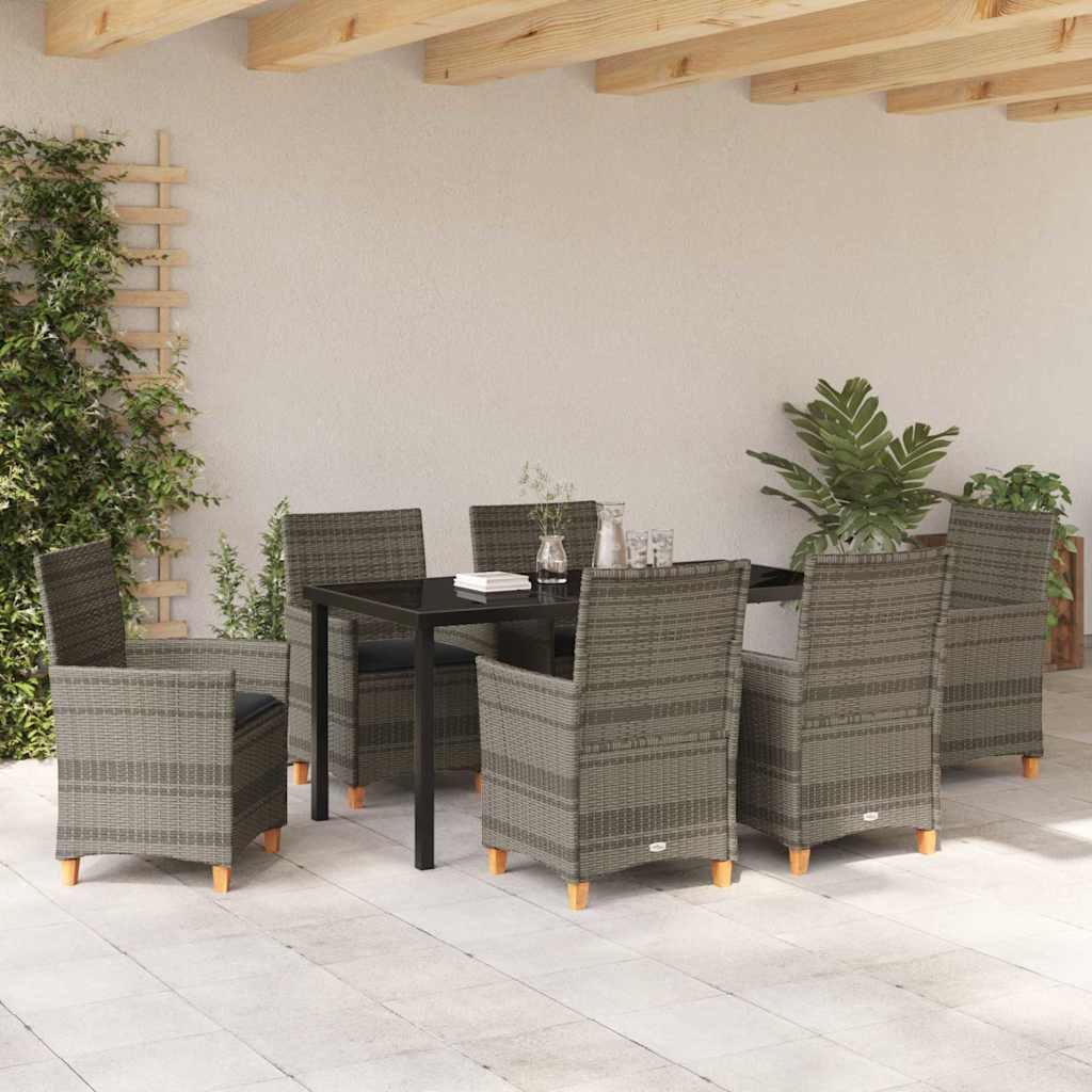 Set da Pranzo per Giardino 7 pcs Grigio polyrattan - homemem39