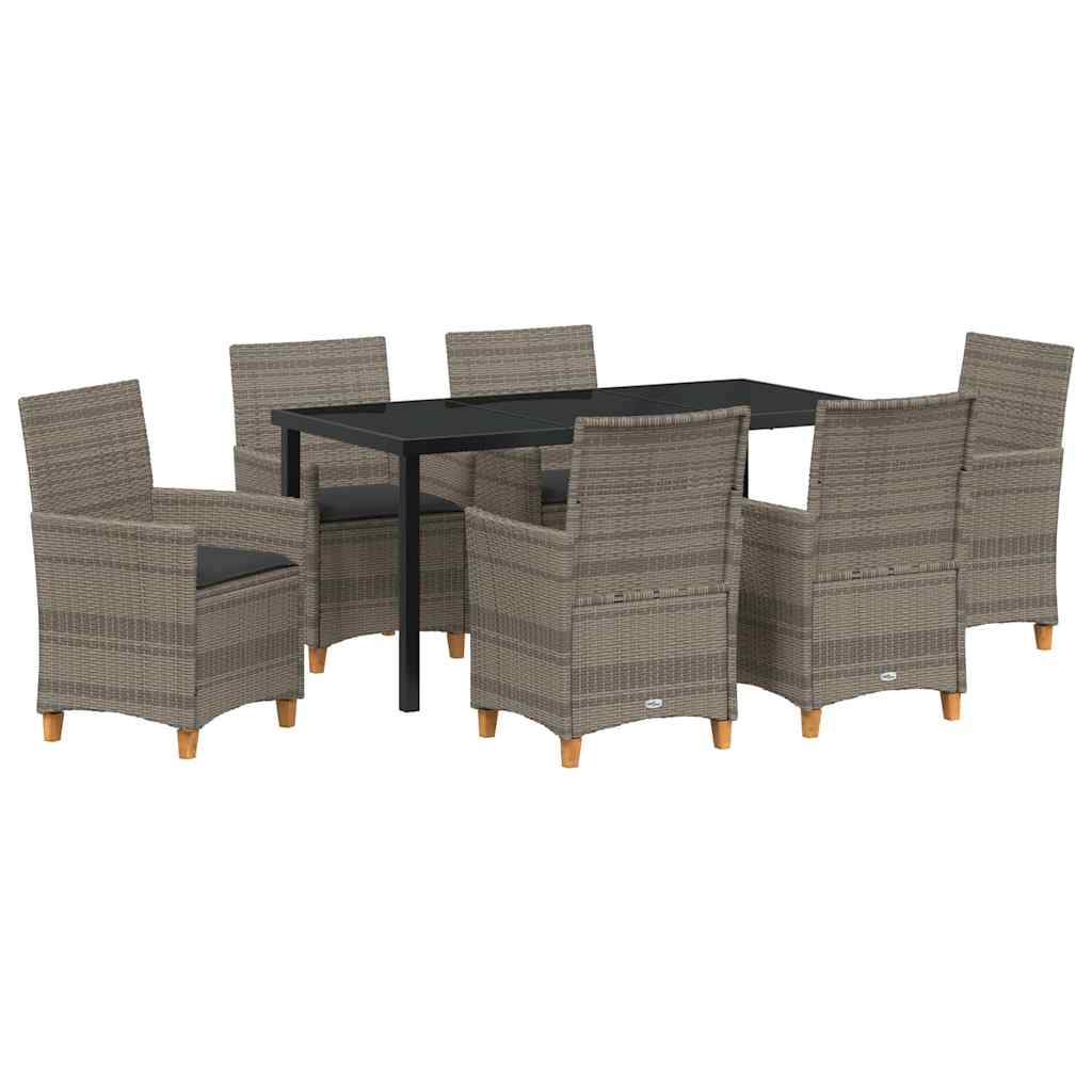 Set da Pranzo per Giardino 7 pcs Grigio polyrattan - homemem39