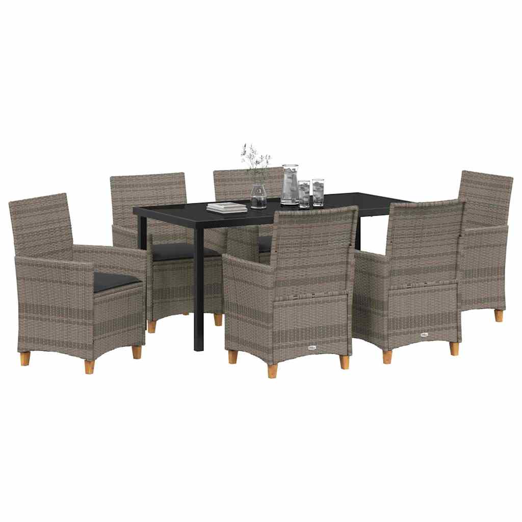 Set da Pranzo per Giardino 7 pcs Grigio polyrattan - homemem39