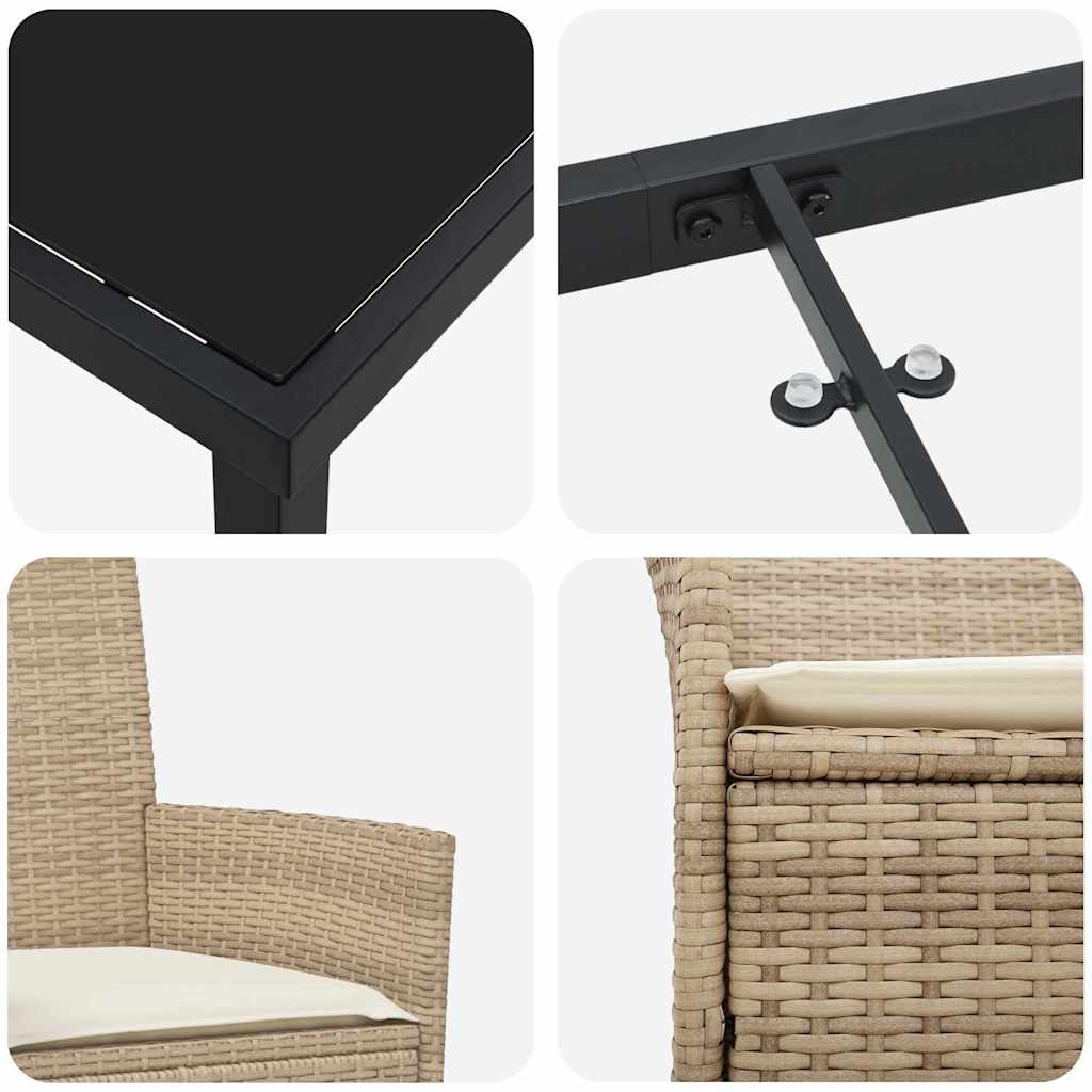 Set da Pranzo per Giardino 3 pcs Beige polyrattan - homemem39