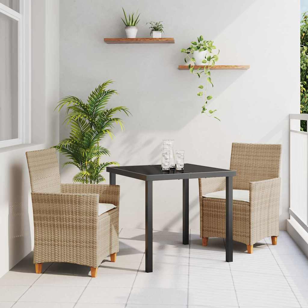 Set da Pranzo per Giardino 3 pcs Beige polyrattan - homemem39