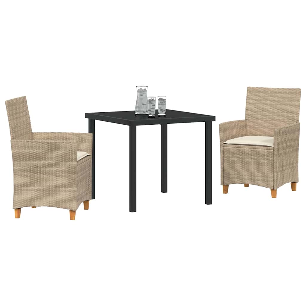 Set da Pranzo per Giardino 3 pcs Beige polyrattan - homemem39