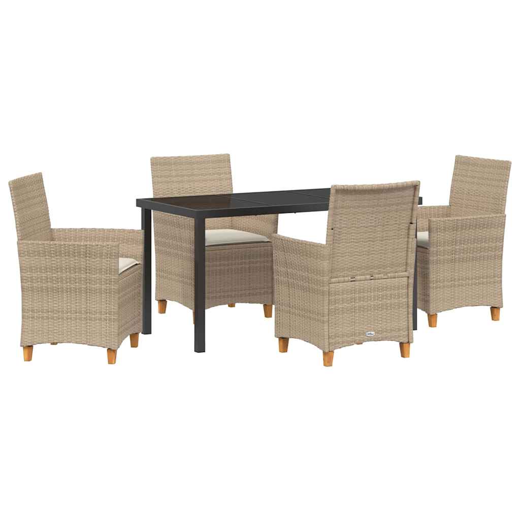 Set da Pranzo per Giardino 5 pcs Beige polyrattan - homemem39