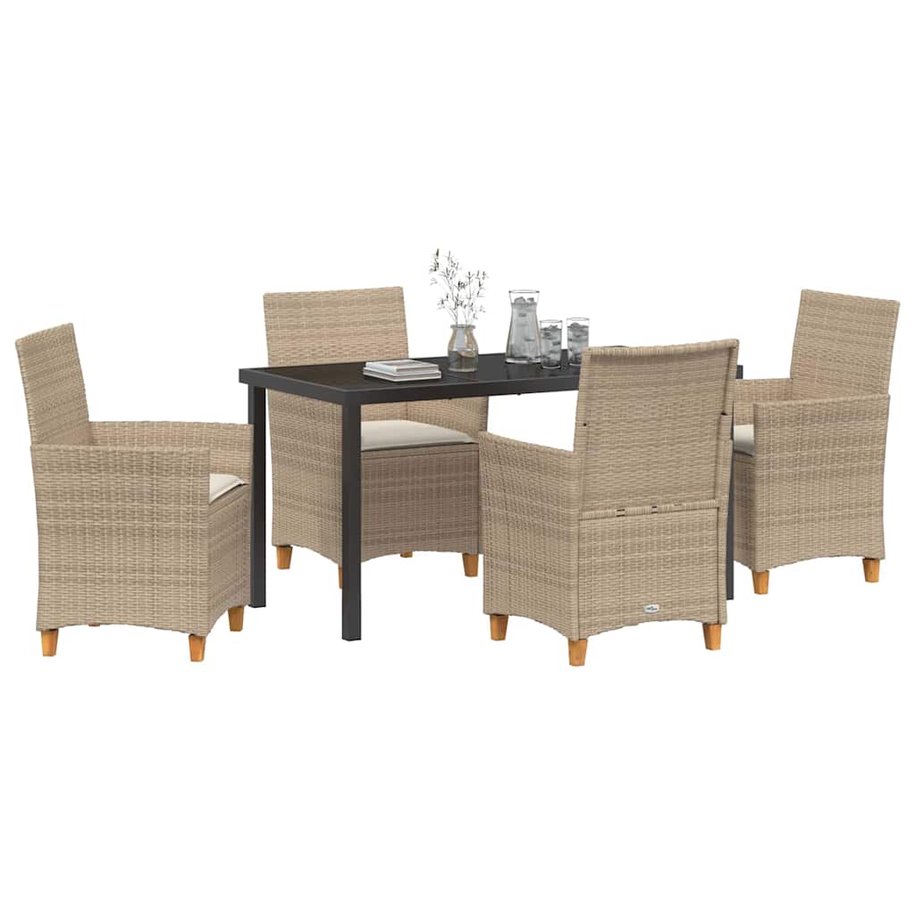 Set da Pranzo per Giardino 5 pcs Beige polyrattan - homemem39
