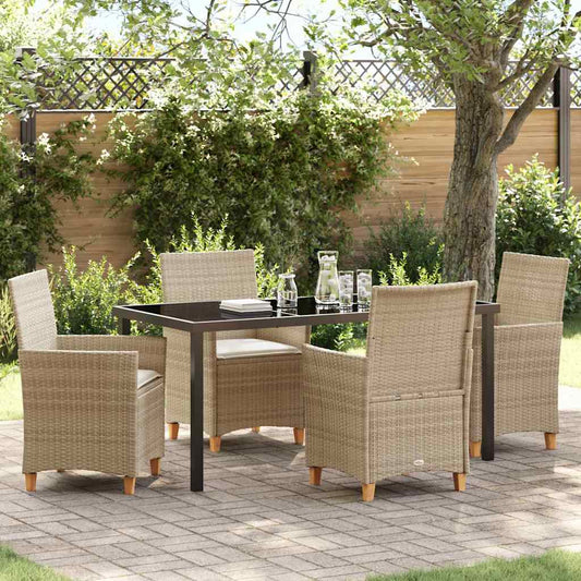 Set da Pranzo per Giardino 5 pcs Beige polyrattan - homemem39