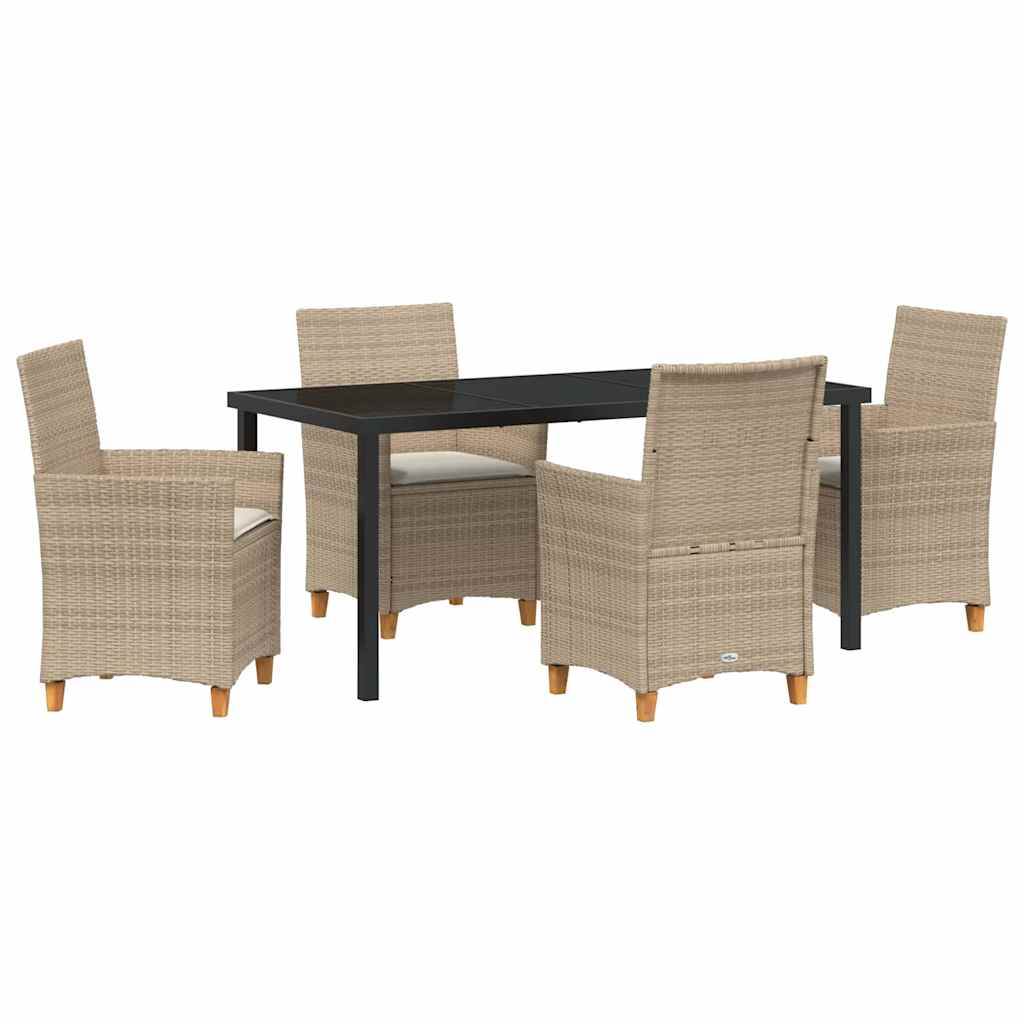 Set da Pranzo per Giardino 5 pcs Beige polyrattan - homemem39