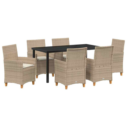 Set da Pranzo per Giardino 7 pcs Beige polyrattan - homemem39