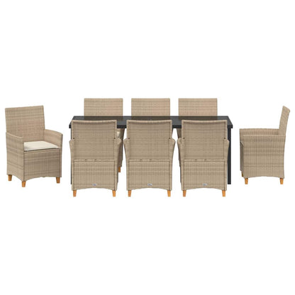 Set da Pranzo per Giardino 9 pcs Beige polyrattan | homemem39