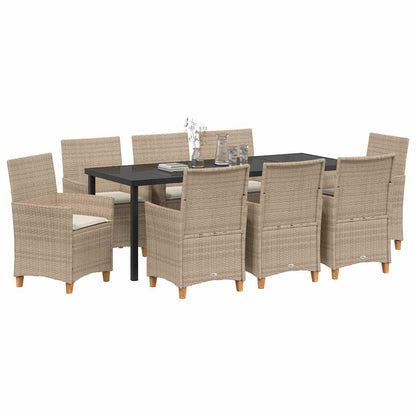 Set da Pranzo per Giardino 9 pcs Beige polyrattan | homemem39
