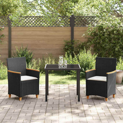 Set da Pranzo per Giardino 3 pcs Nero polyrattan - homemem39