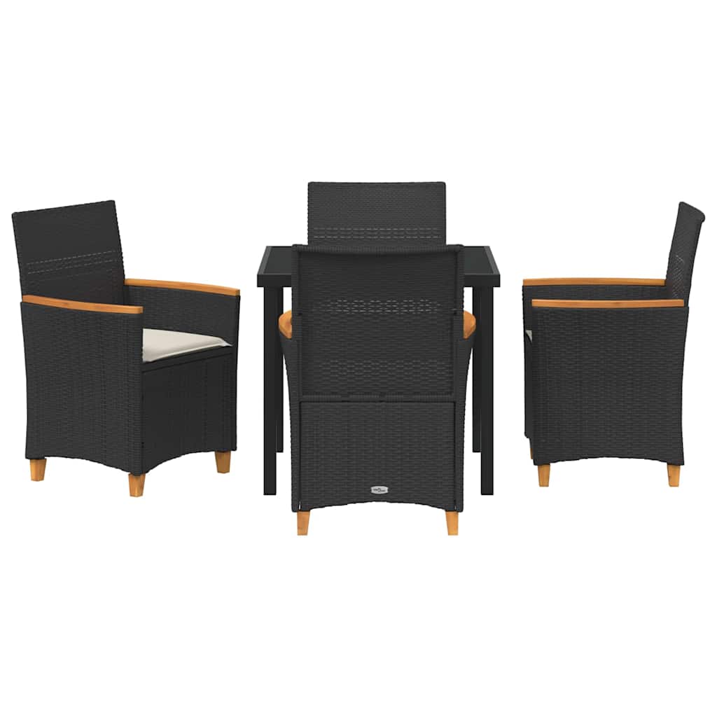 Set da Pranzo per Giardino 5 pcs Nero polyrattan - homemem39