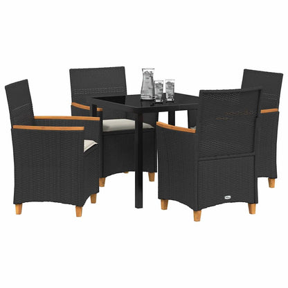 Set da Pranzo per Giardino 5 pcs Nero polyrattan - homemem39