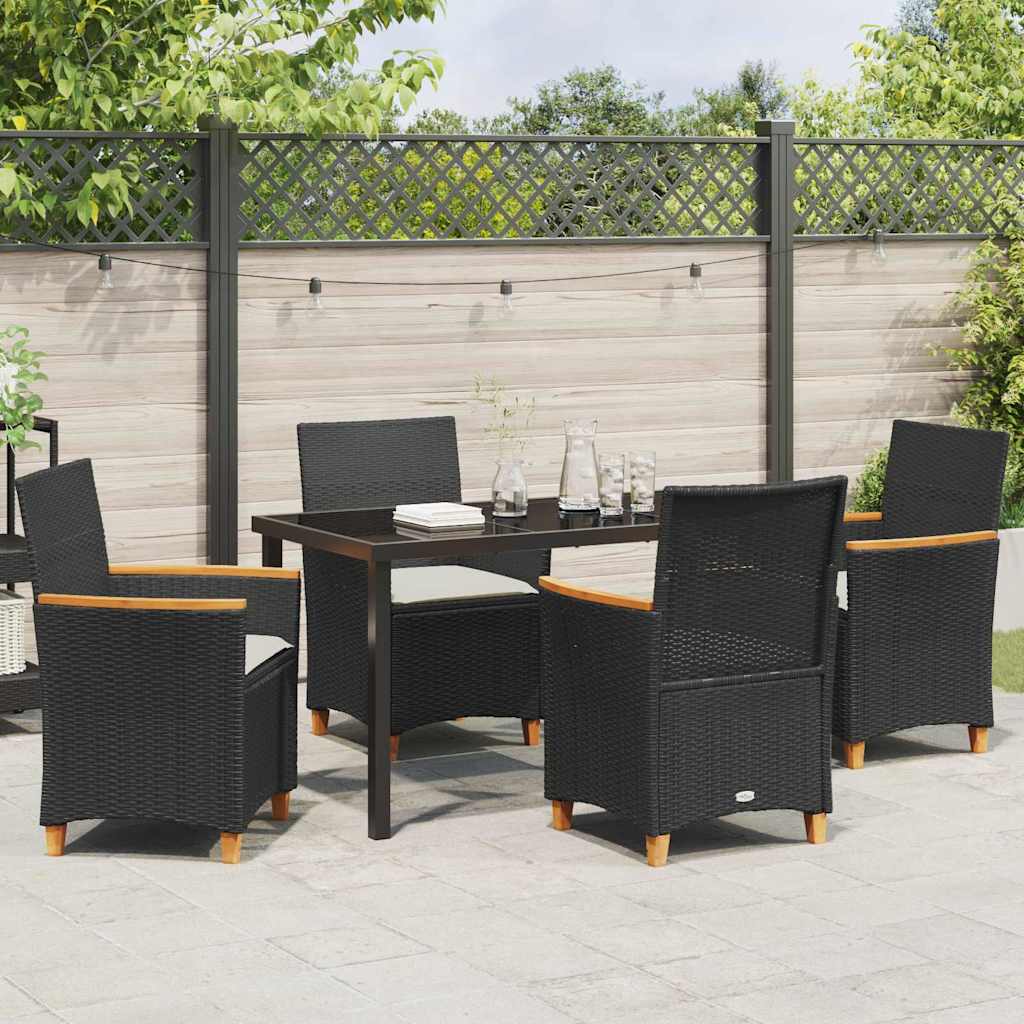 Set da Pranzo per Giardino 5 pcs Nero polyrattan - homemem39