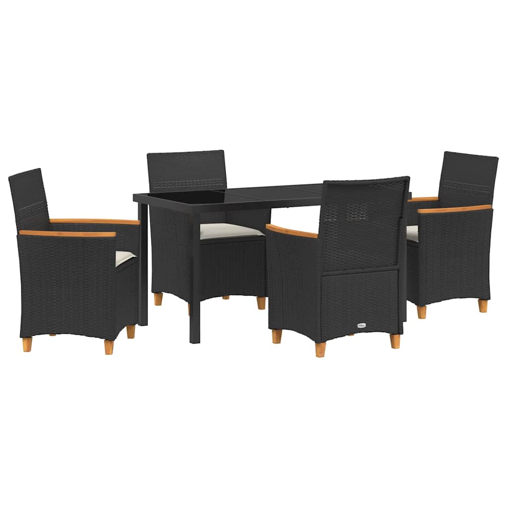 Set da Pranzo per Giardino 5 pcs Nero polyrattan - homemem39