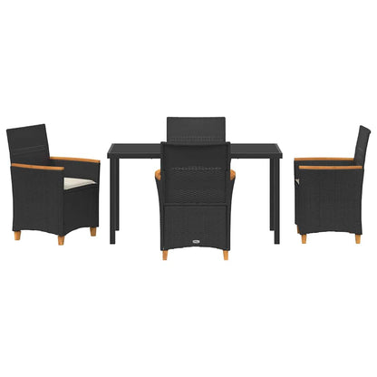 Set da Pranzo per Giardino 5 pcs Nero polyrattan - homemem39