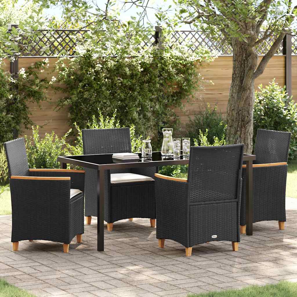 Set da Pranzo per Giardino 5 pcs Nero polyrattan - homemem39