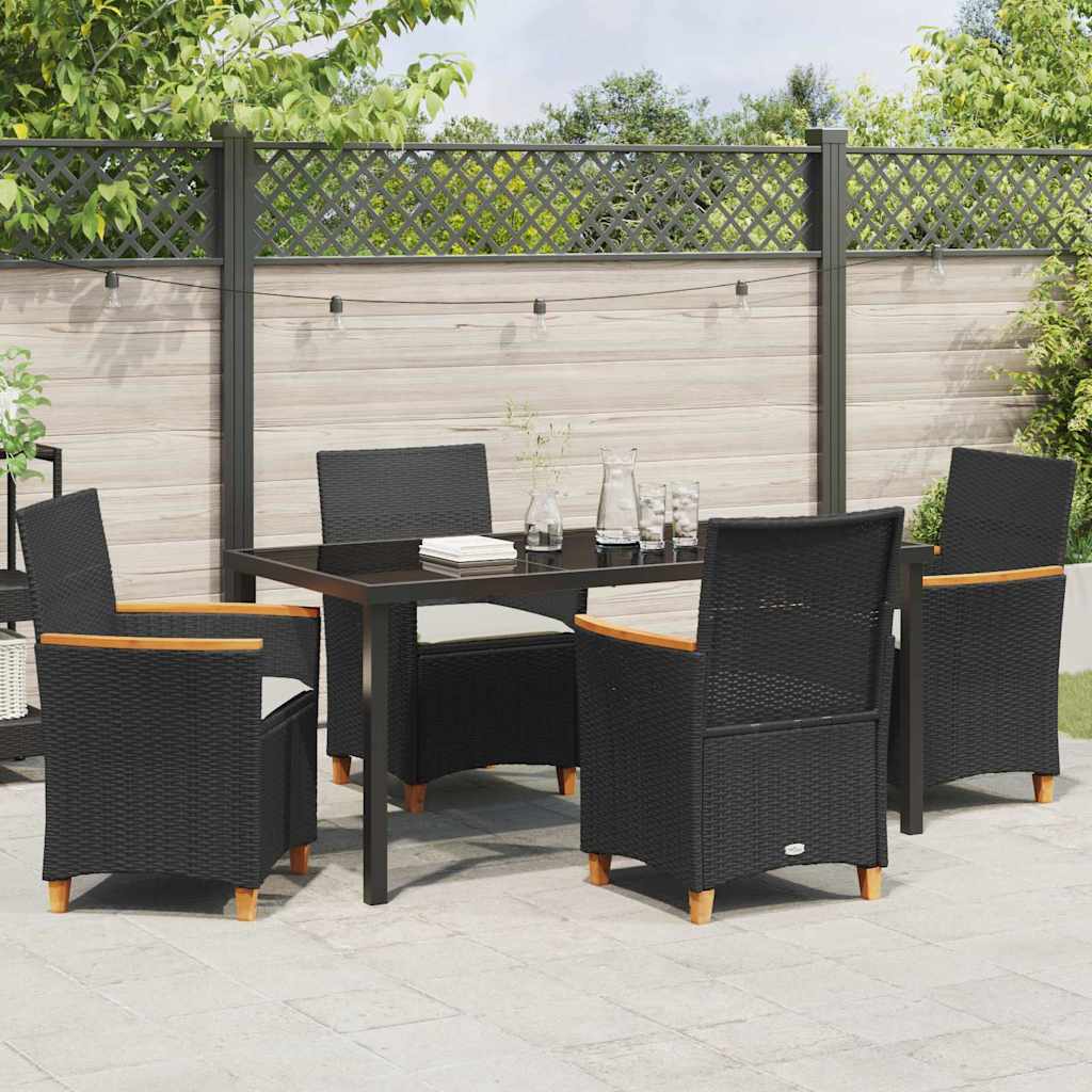 Set da Pranzo per Giardino 5 pcs Nero polyrattan - homemem39