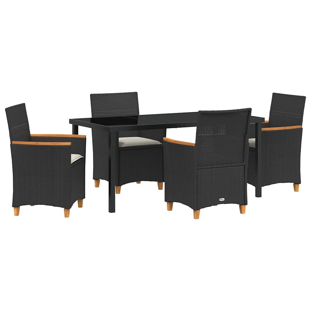 Set da Pranzo per Giardino 5 pcs Nero polyrattan - homemem39